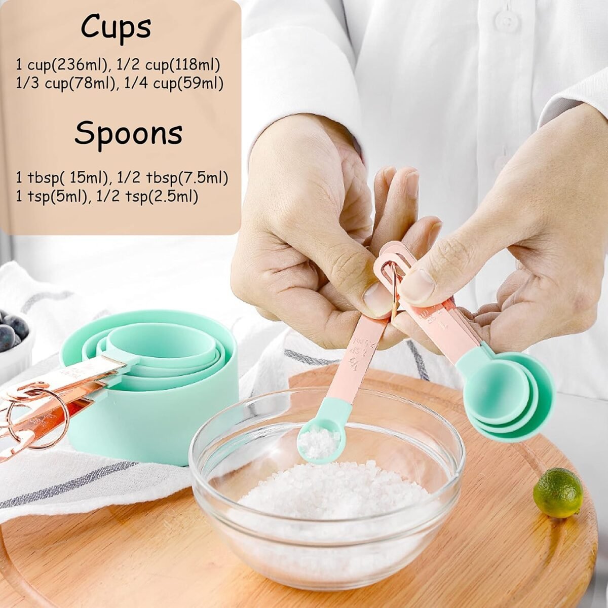 1729981975 Rose Gold Stainless Steel Handle Measuring Cups and Spo