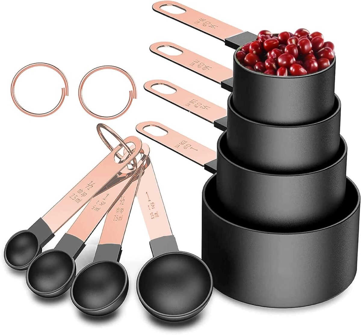 Rose Gold Stainless Steel Handle Measuring Cups and Spo