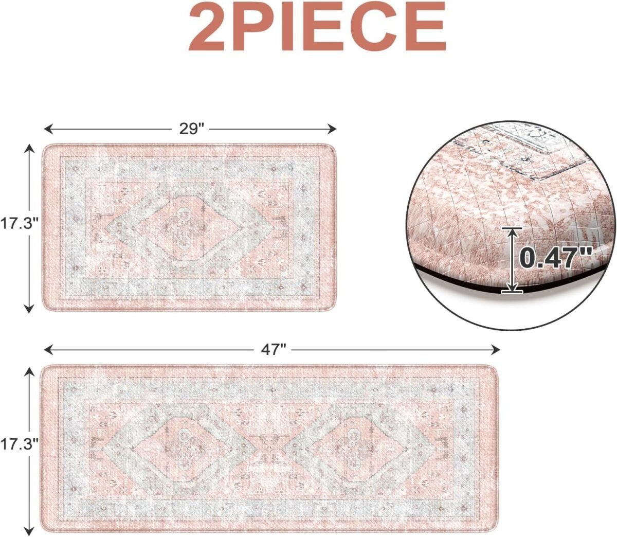 1730762220 Farmhouse Kitchen Mats Cushioned Anti Fatigue Pink Kit