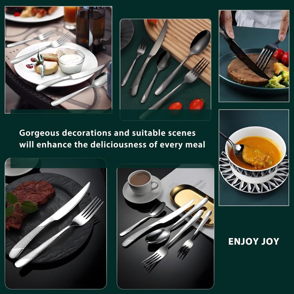 1731627378 Silverware setHammered silverware set20 Pieces Silver