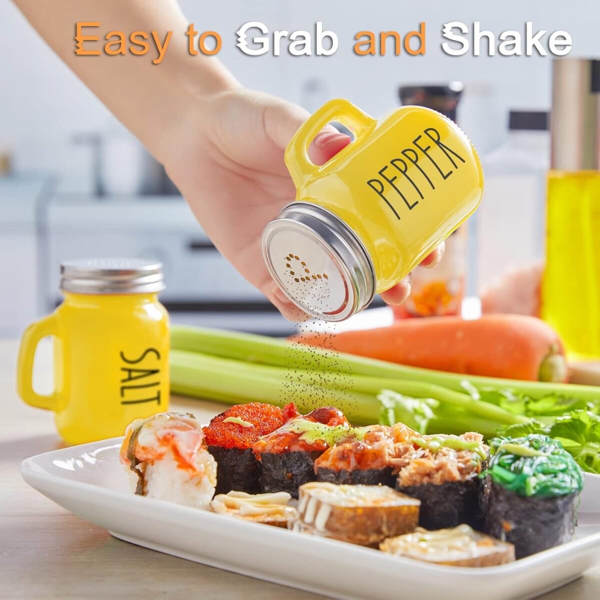 1731800708 Yellow Salt and Pepper Shakers Set Yellow Kitchen Dec