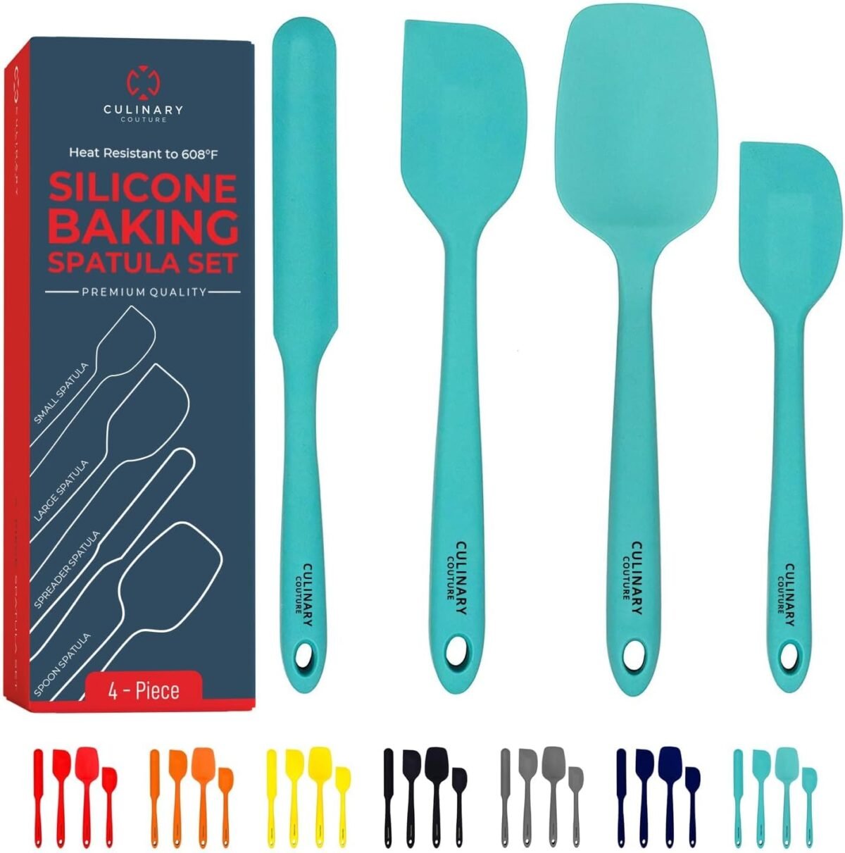 Culinary Couture 4 Piece Aqua Silicone Spatula Set He