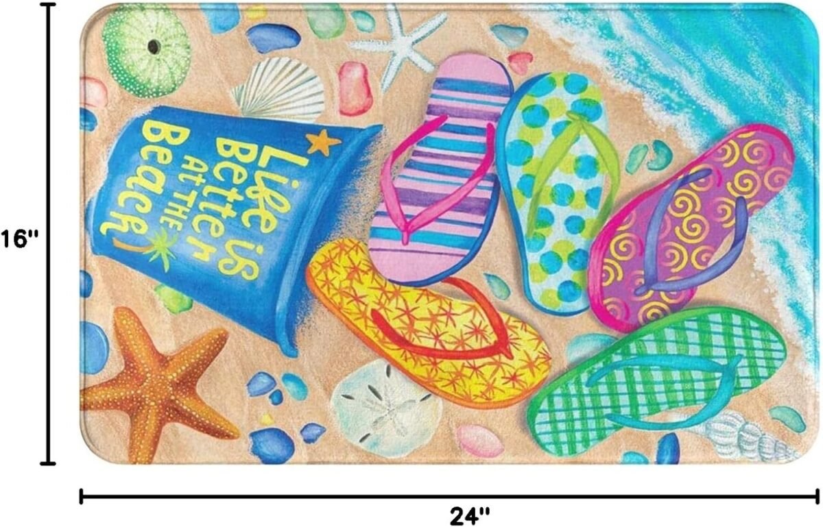 1733792787 Beach Flip Flop Bath Rugs Absorbent Non Slip Door Mats