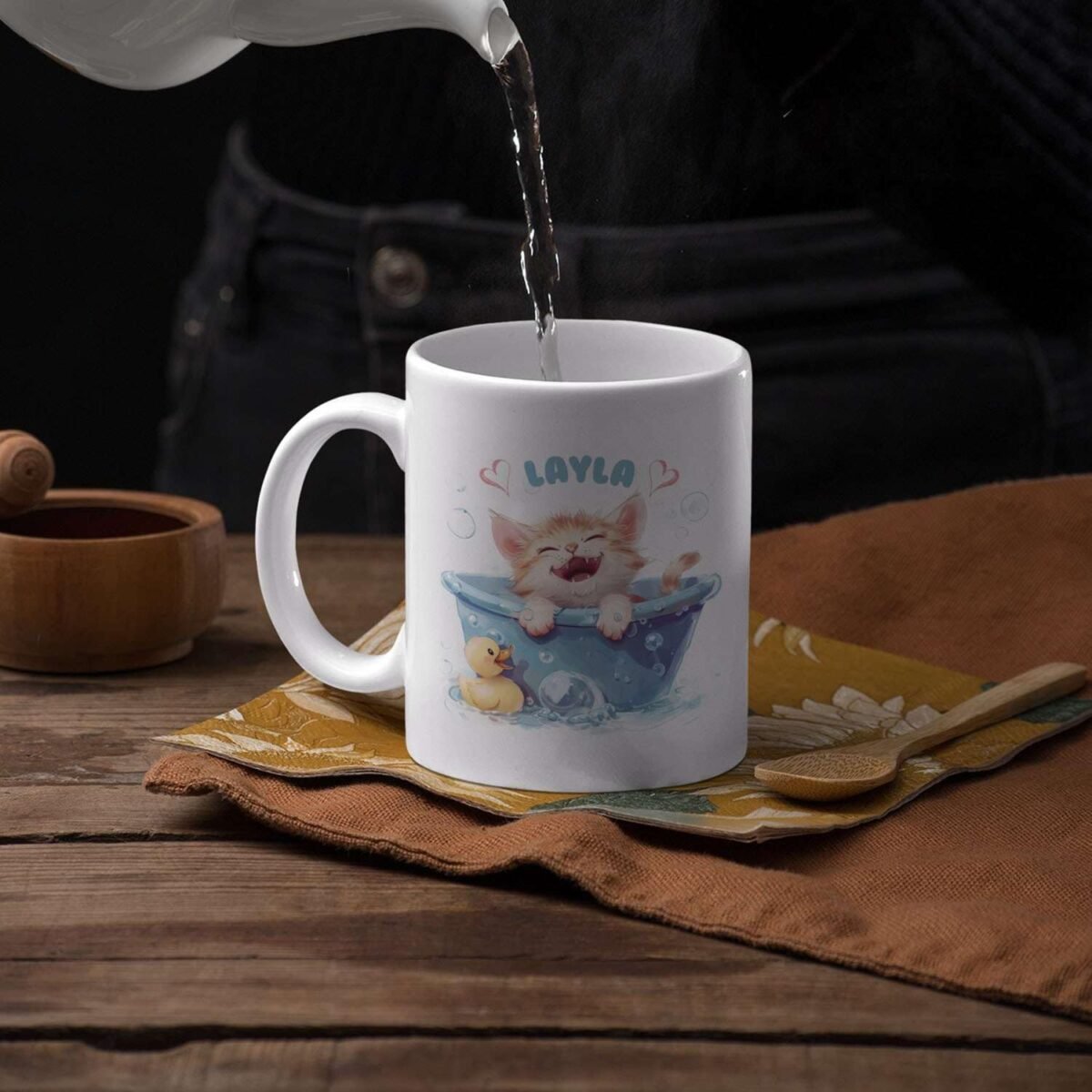 1734567817 Personalized Adorable Cat White Ceramic Mug 11oz Custo