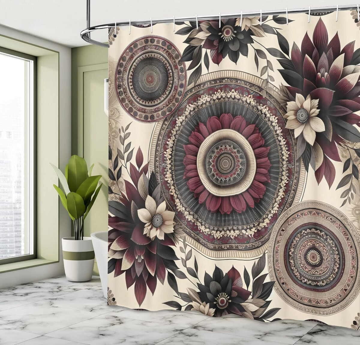 1734829393 Ambesonne Boho Shower Curtain Bohemian Exotic Mandala