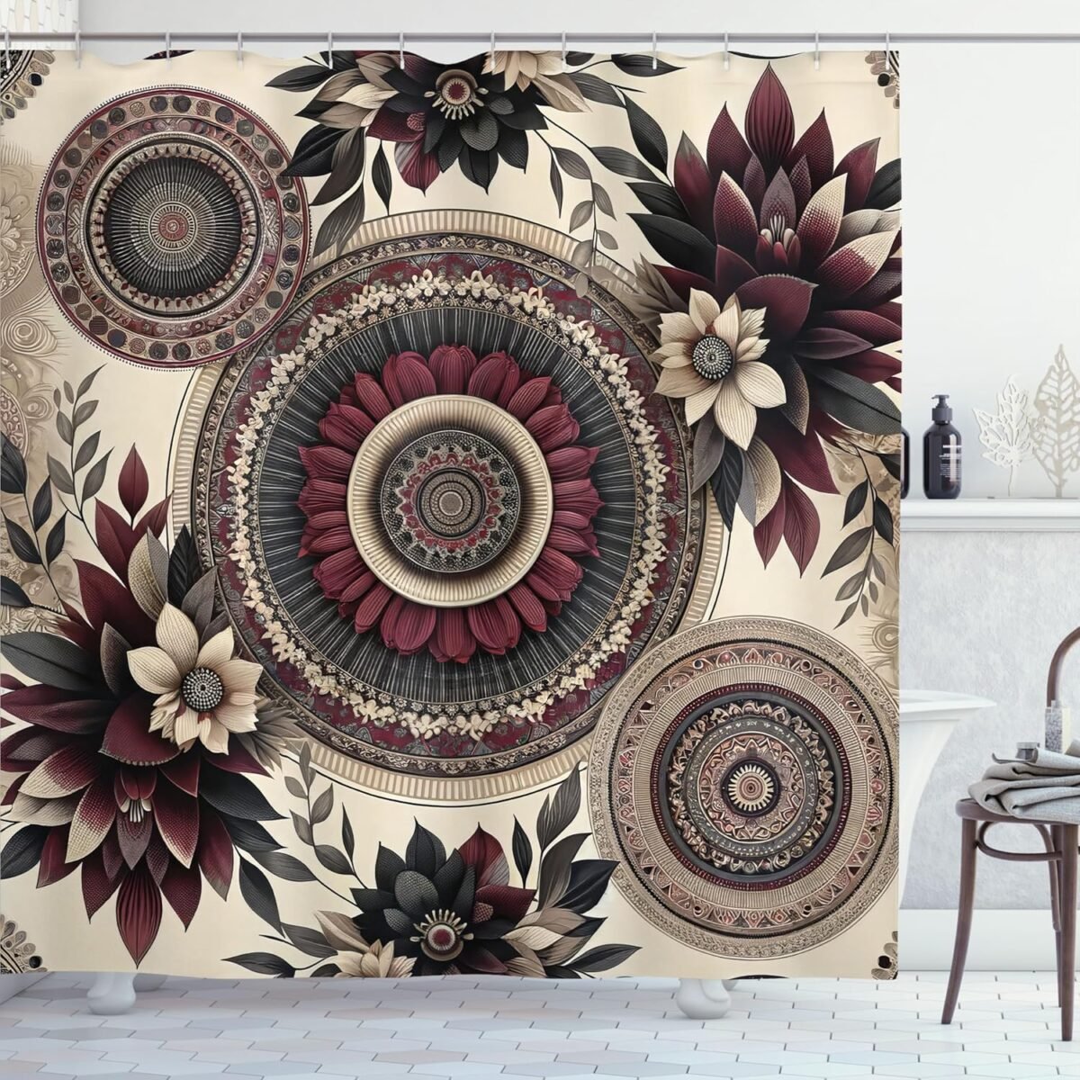 1734829397 Ambesonne Boho Shower Curtain Bohemian Exotic Mandala