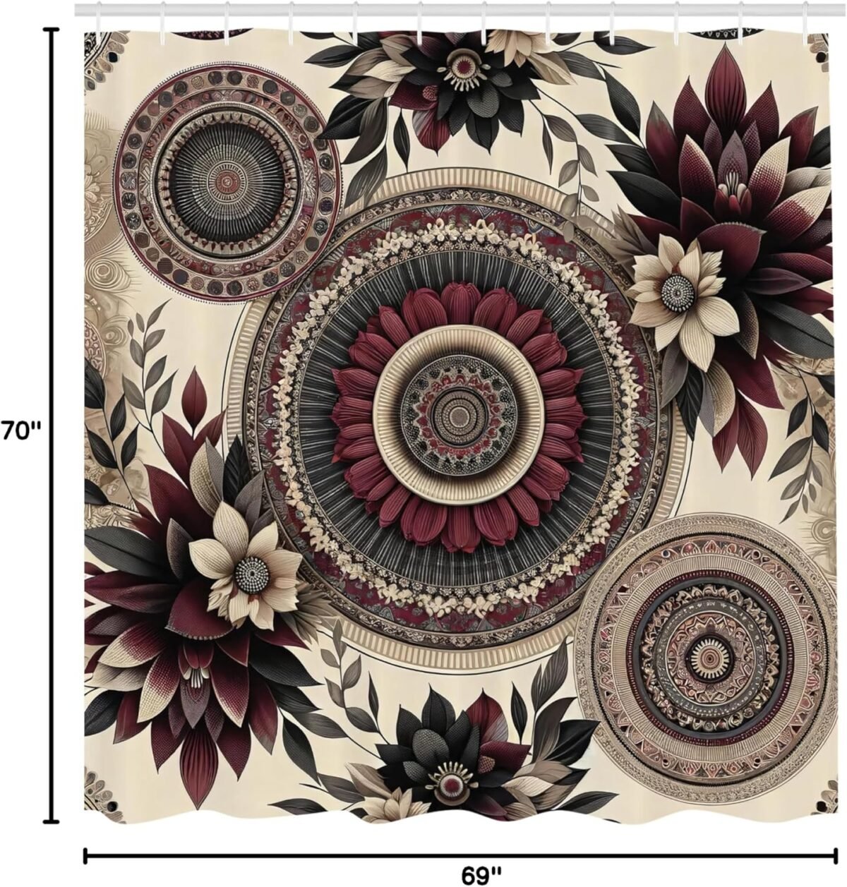 1734829404 Ambesonne Boho Shower Curtain Bohemian Exotic Mandala