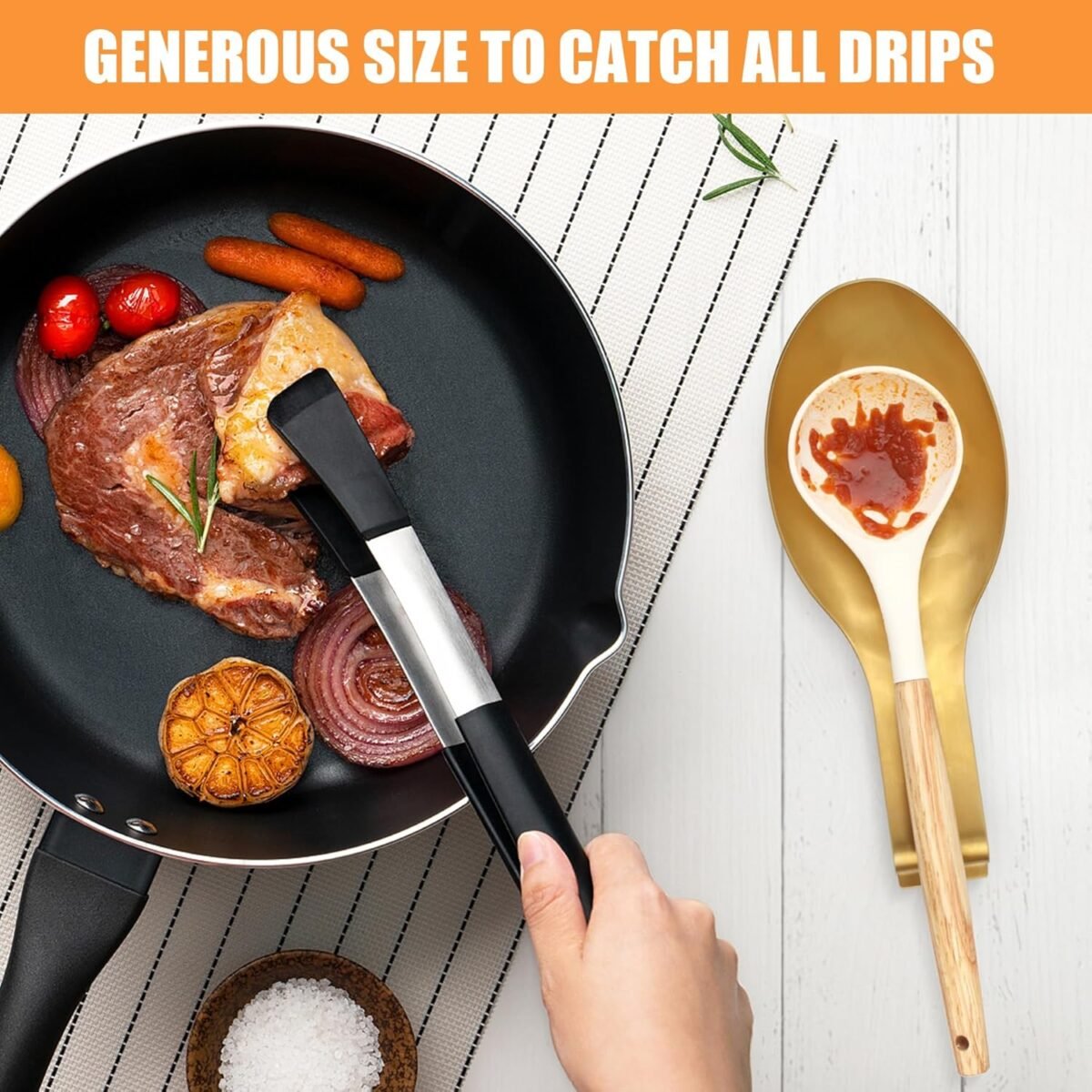 1735003196 Stainless Steel Spoon Rest Spatula Ladle Holder Stain