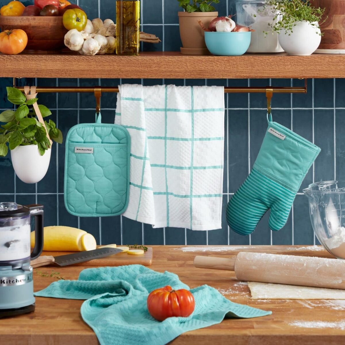 1735523223 KITCHENAID Quilted Cotton Terry Cloth Oven Mitt Pot Ho