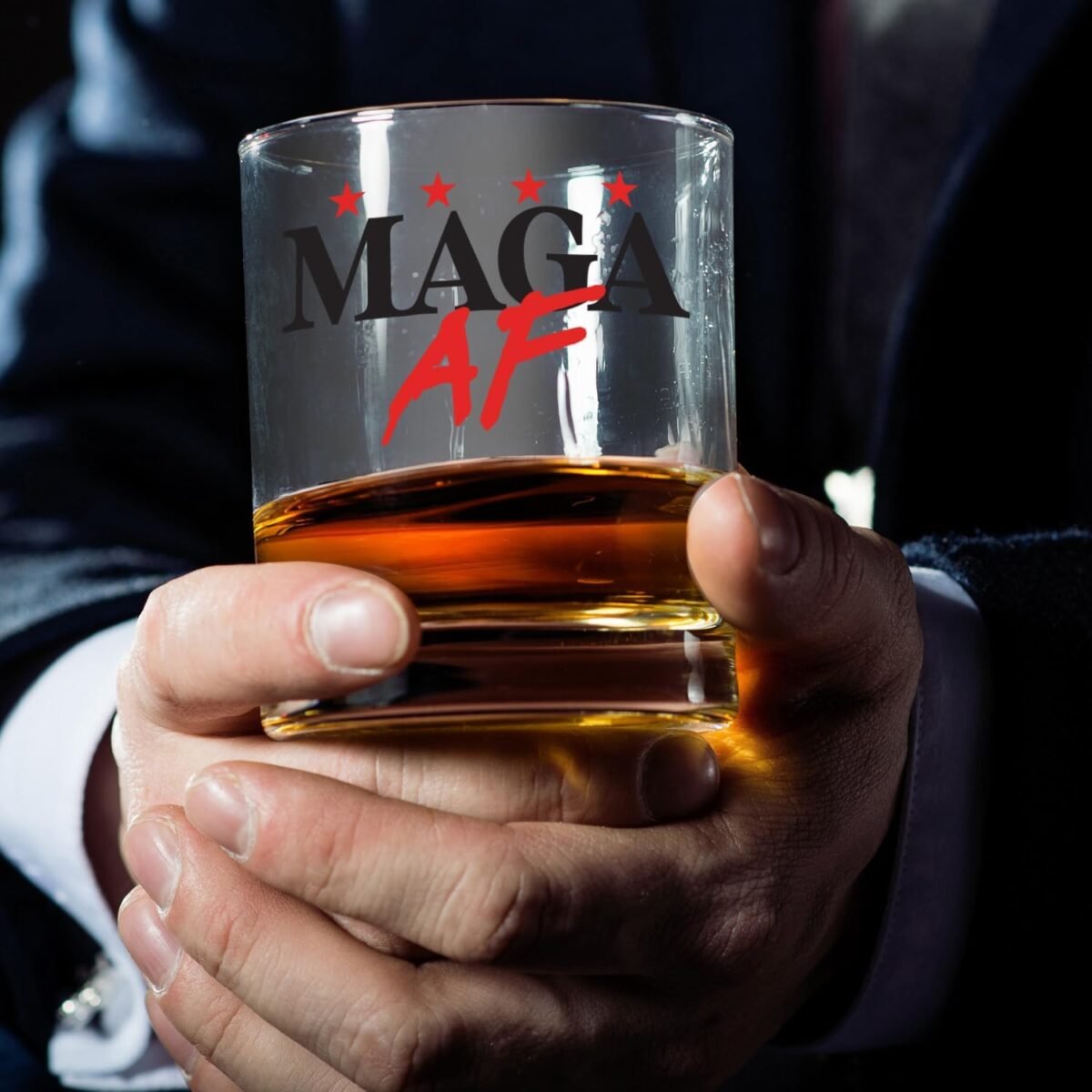 1735696509 MAGA AF W 100 MAGA 10.5 oz Whiskey Glass for Dad Gift