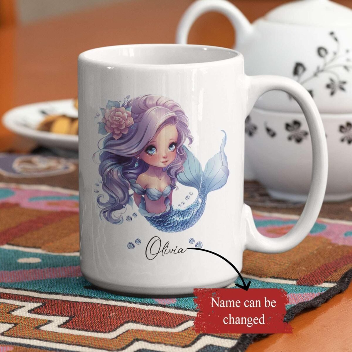 1736388463 Purple Customized With Mermaid Looking Up Coffee Mug P