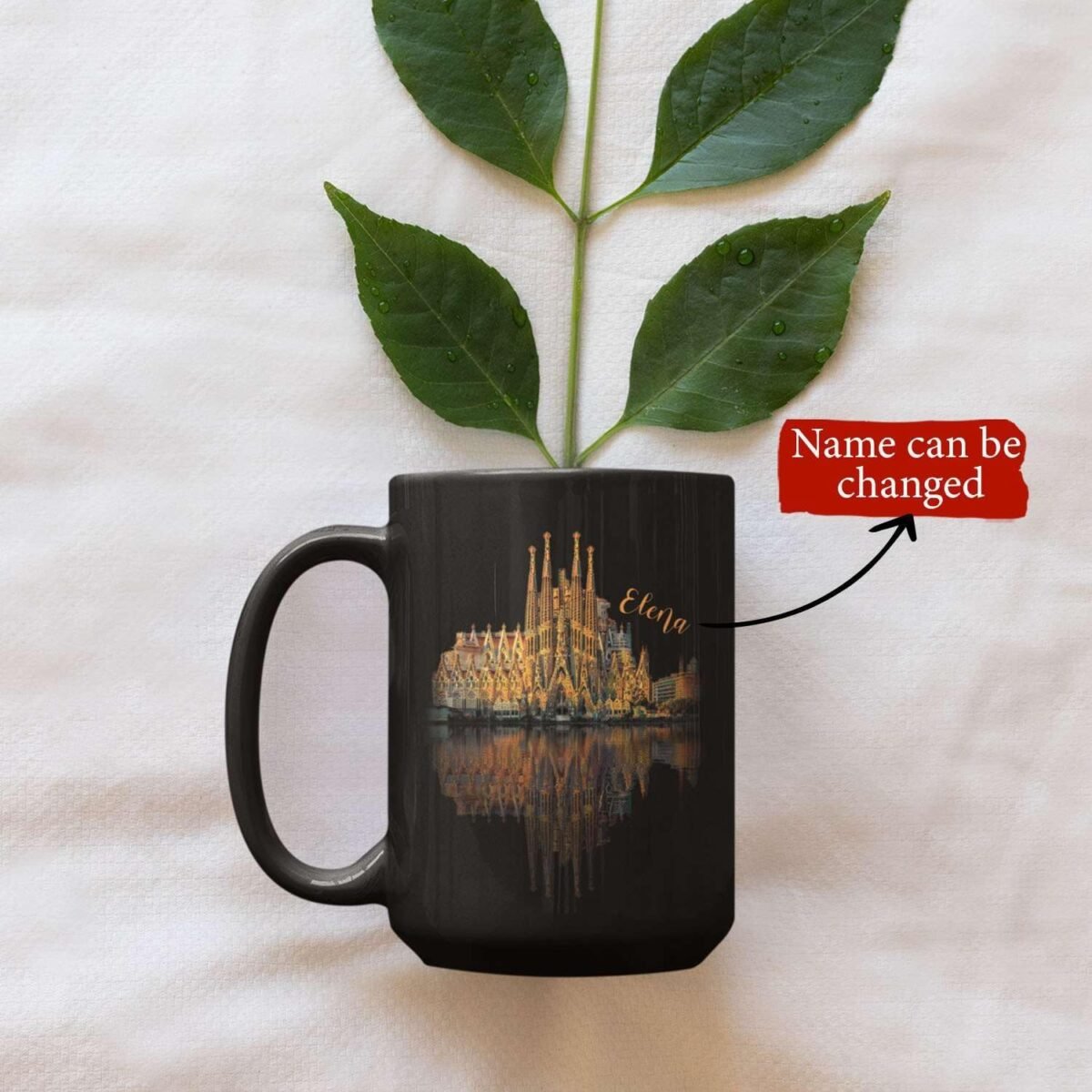 1736936644 La Sagrada Familia Black Coffee Mug Customized Name Ba