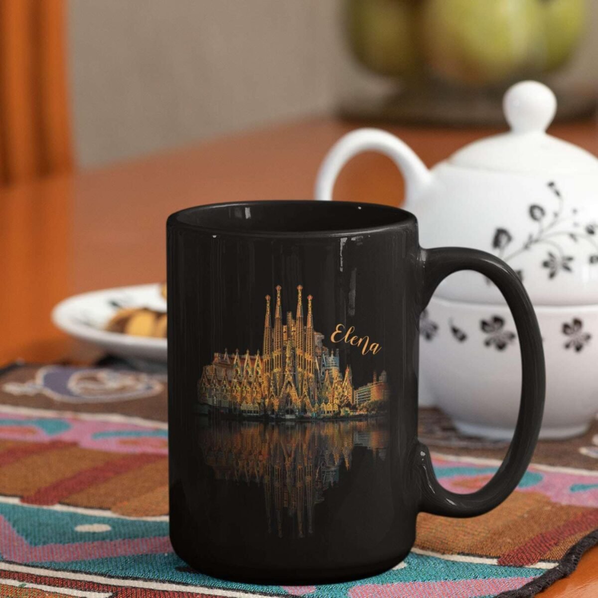 1736936647 La Sagrada Familia Black Coffee Mug Customized Name Ba