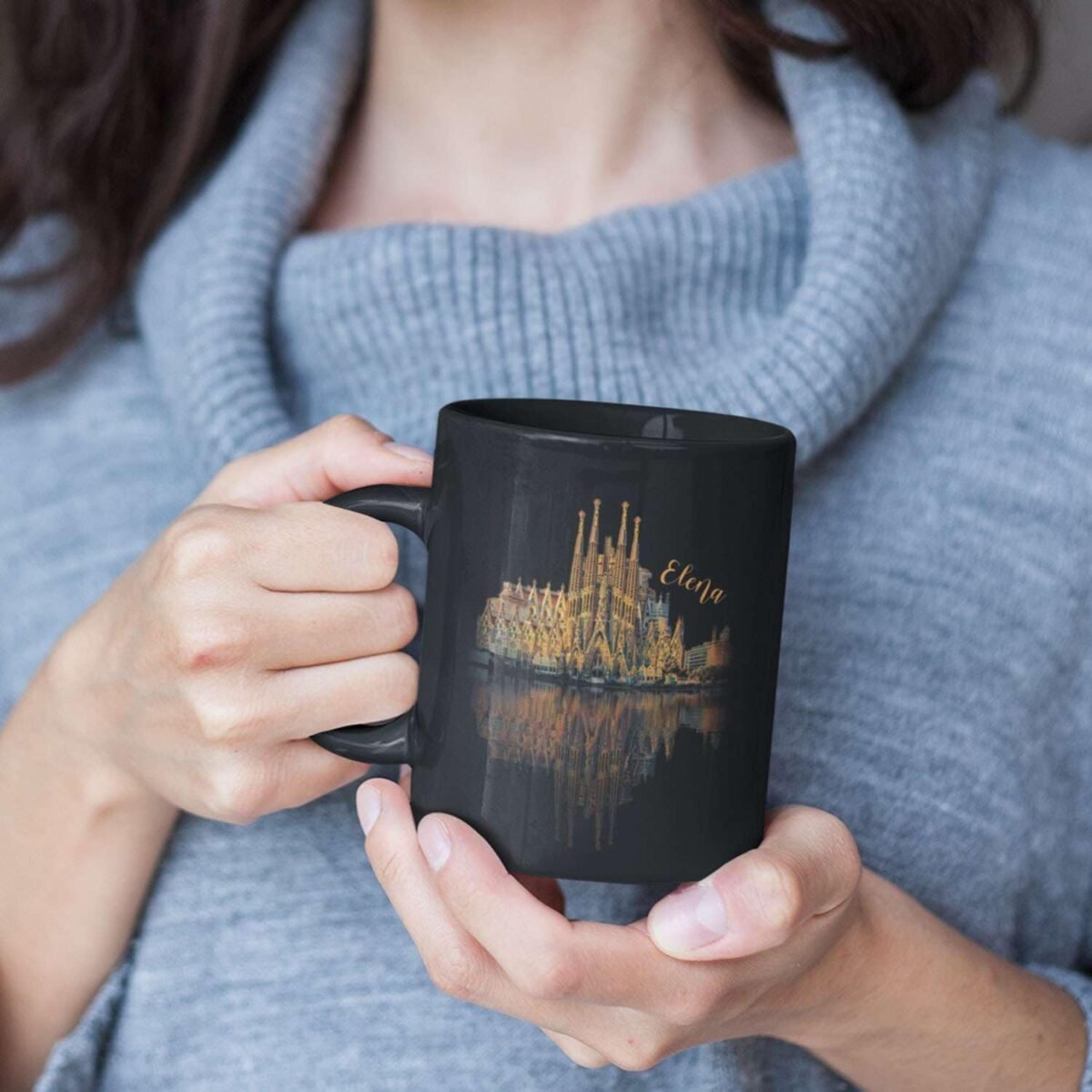 1736936651 La Sagrada Familia Black Coffee Mug Customized Name Ba