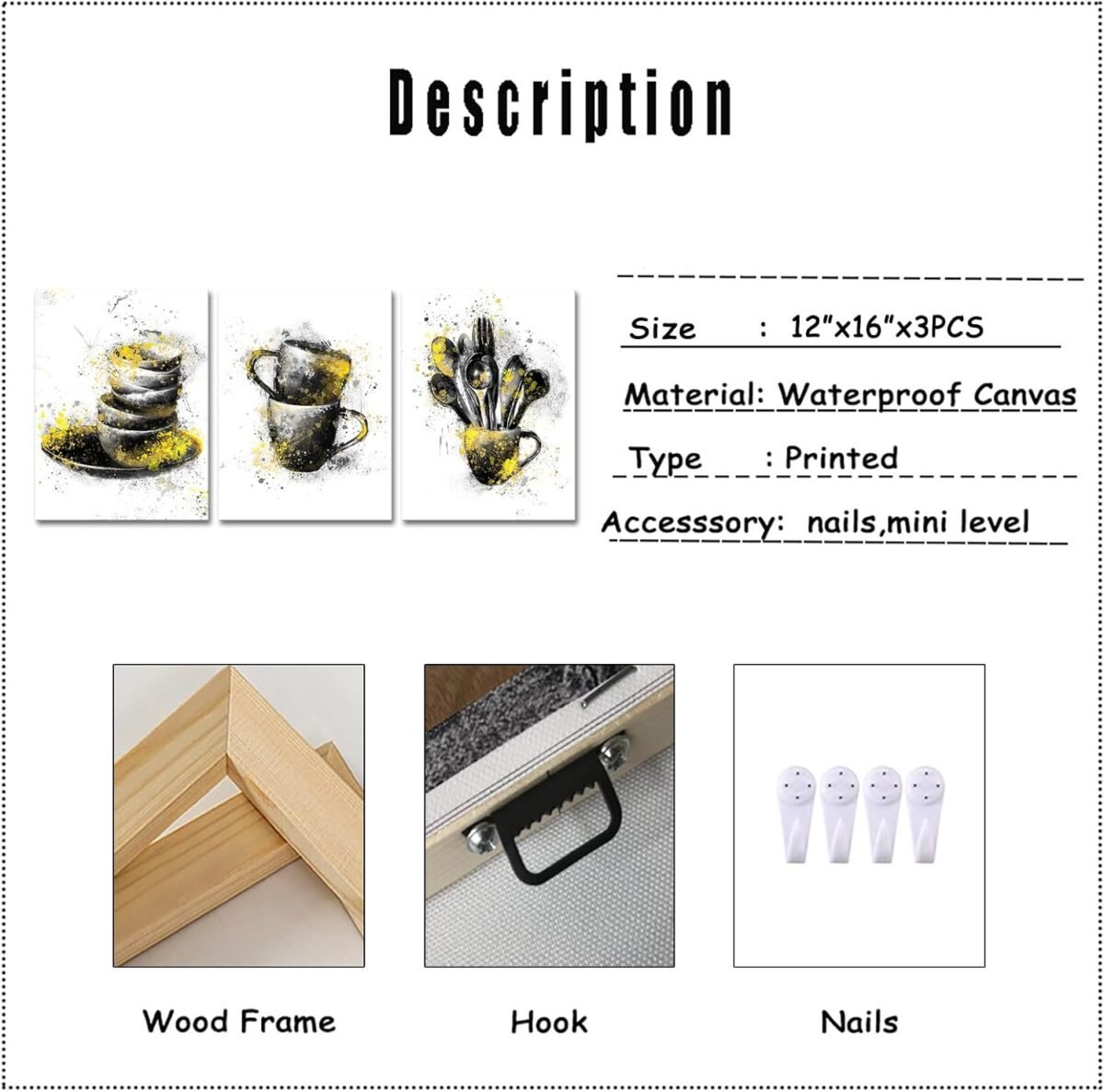 1737542152 Derkymo Black and White Abstract Kitchen Picture Wall D