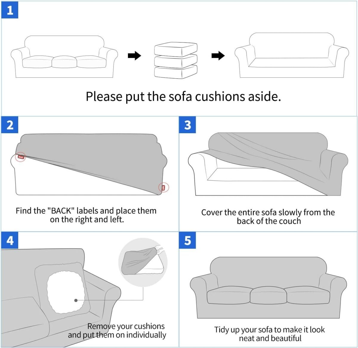 1738061805 MAXIJIN 4 Pieces Stretch Couch Covers for 3 Cushion Cou