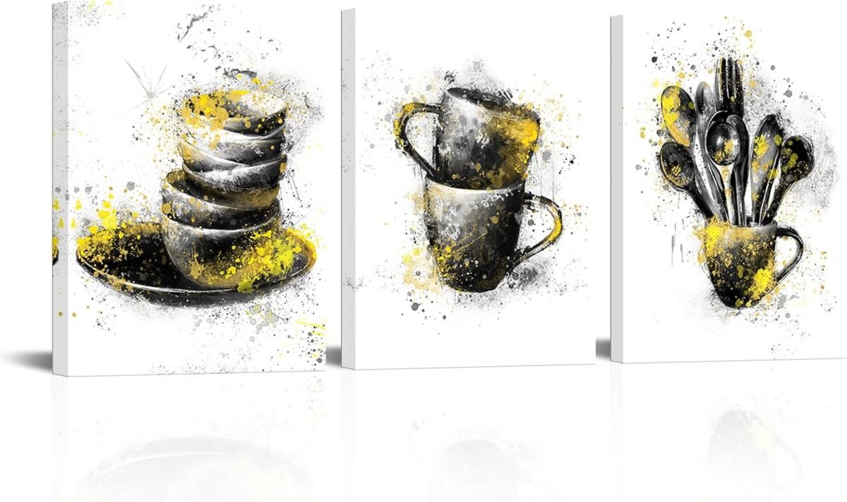 Derkymo Black and White Abstract Kitchen Picture Wall D