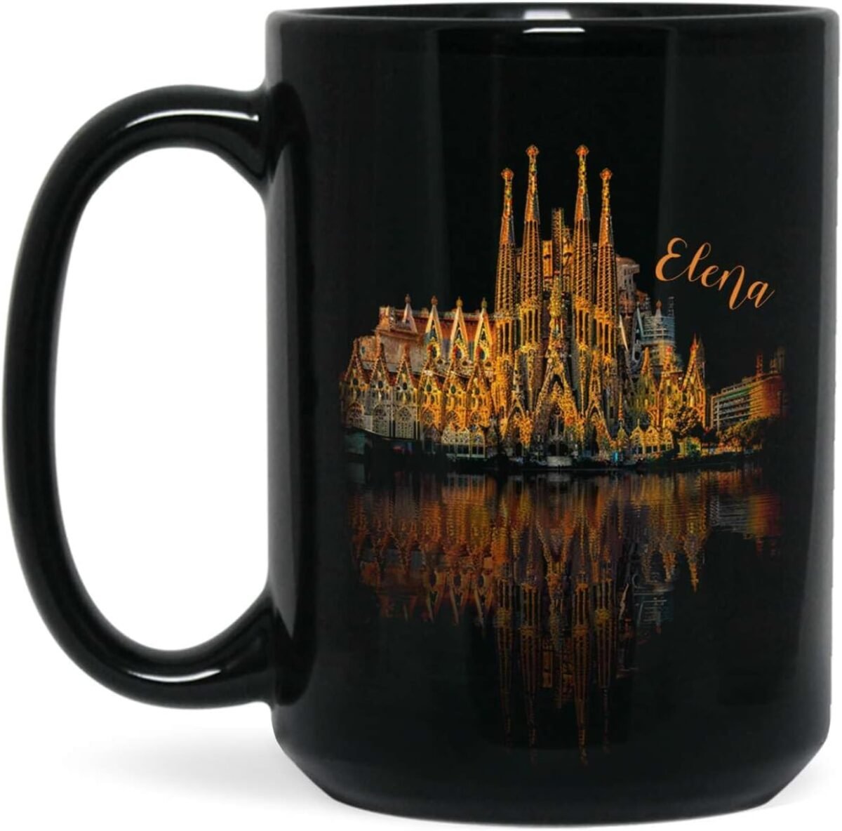 La Sagrada Familia Black Coffee Mug Customized Name Ba