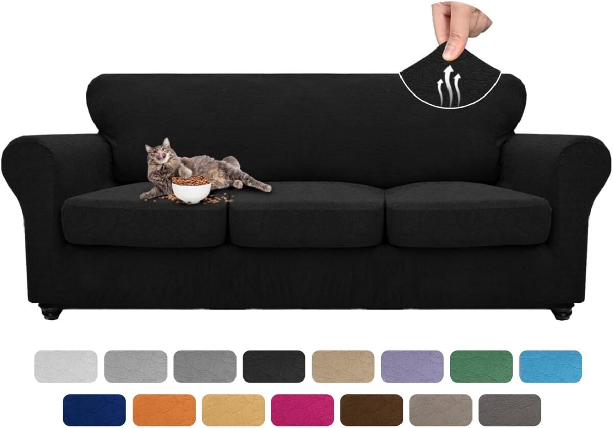MAXIJIN 4 Pieces Stretch Couch Covers for 3 Cushion Cou
