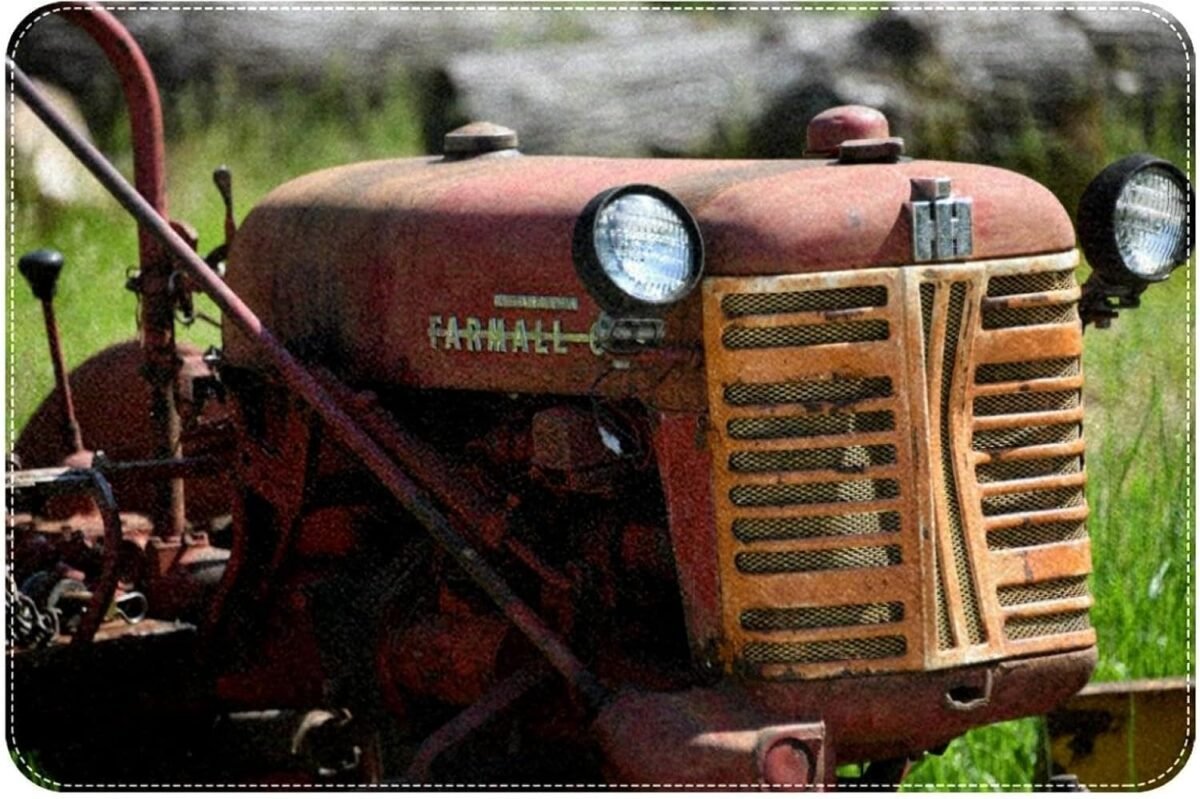 Red Tractor Bath Rugs Absorbent Non Slip Door Mats Soft