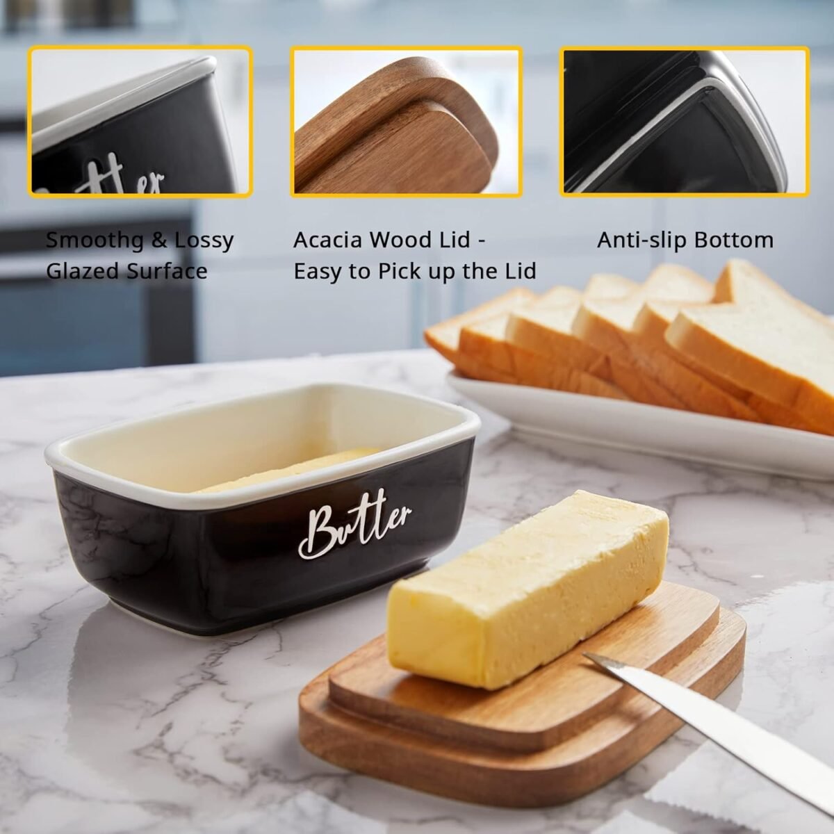 1738667415 Black Butter Dish ALELION Large Ceramic Butter Dish wi