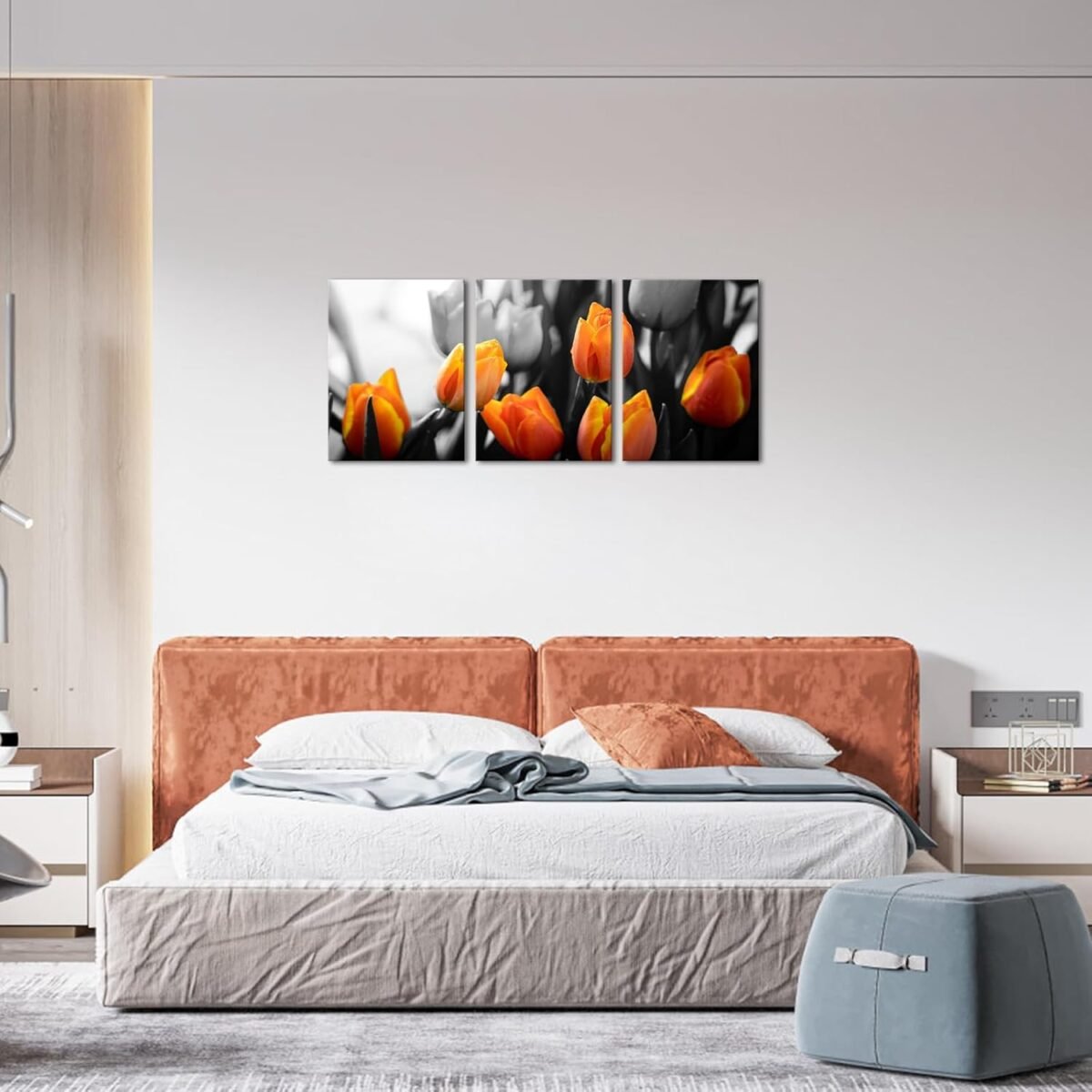 1739013884 Derkymo 3 Piece Tulip Flower Framed Wall Painting Orang