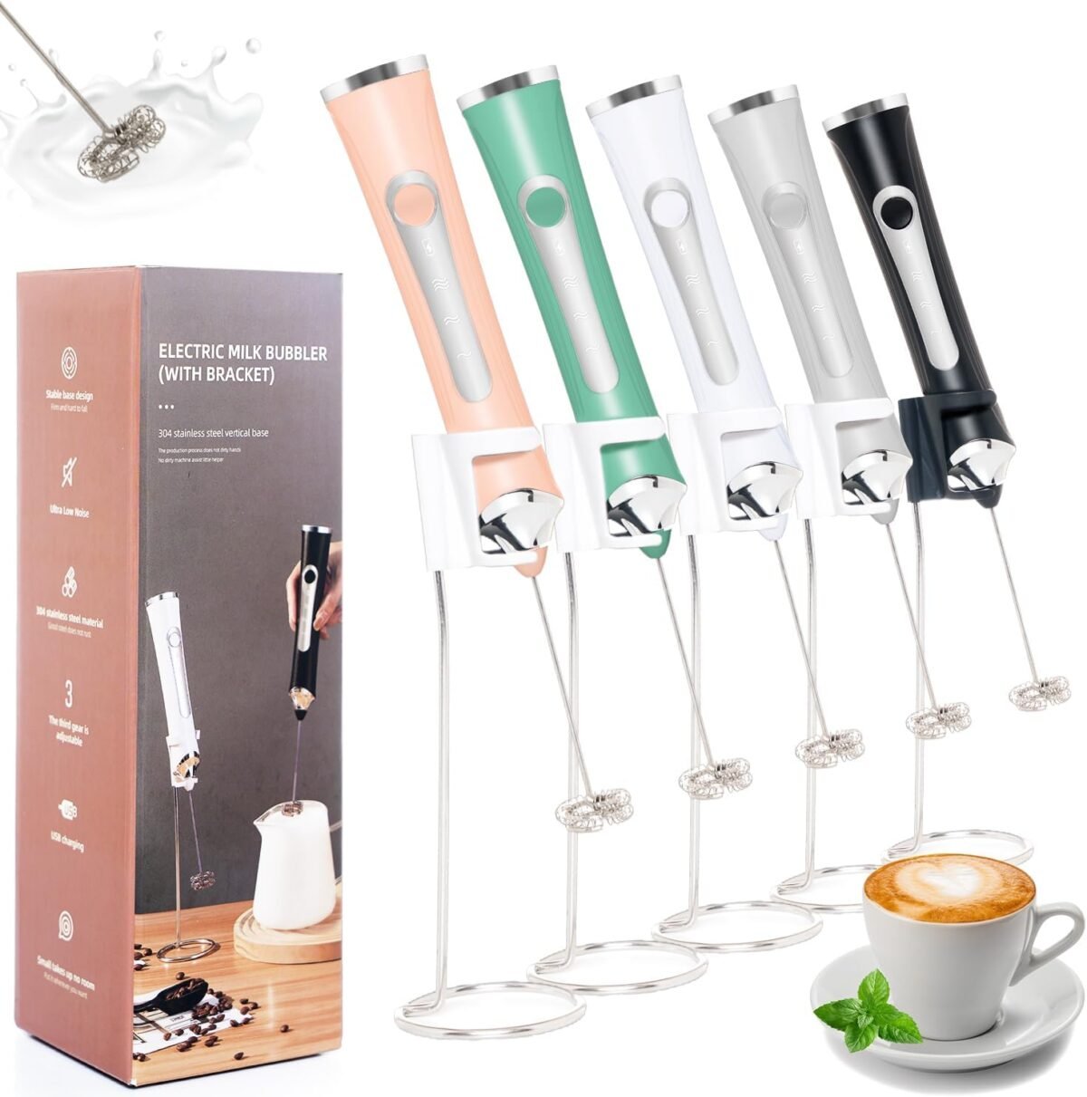 1739100439 Rechargeable Milk Frother Handheld For Coffee3 Speeds