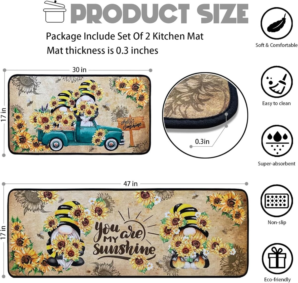 1739446570 Sunflower Kitchen RugsNon Skid Washable Microfiber mat
