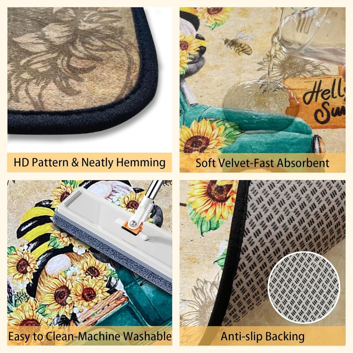 1739446574 Sunflower Kitchen RugsNon Skid Washable Microfiber mat