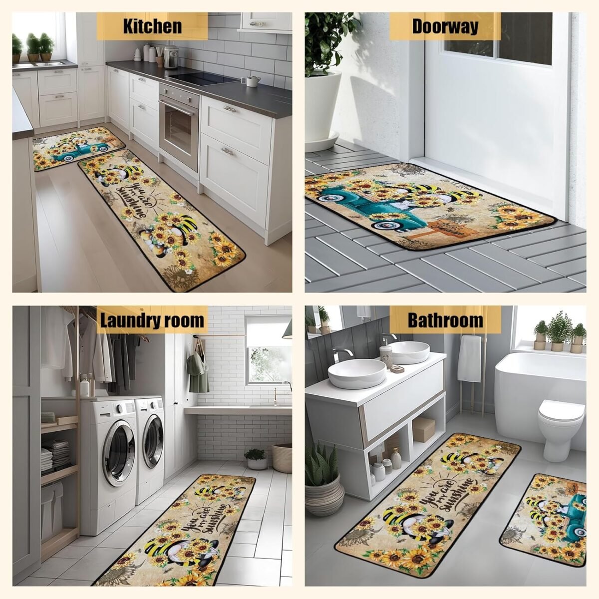 1739446581 Sunflower Kitchen RugsNon Skid Washable Microfiber mat