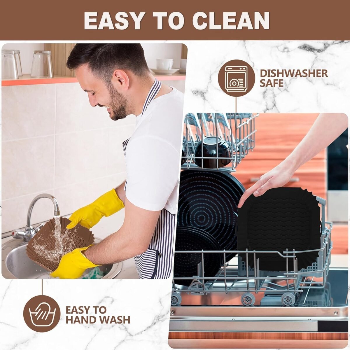 1739965655 2 PCS Square Silicone Air Fryer Liners 8 Inch Reusabl