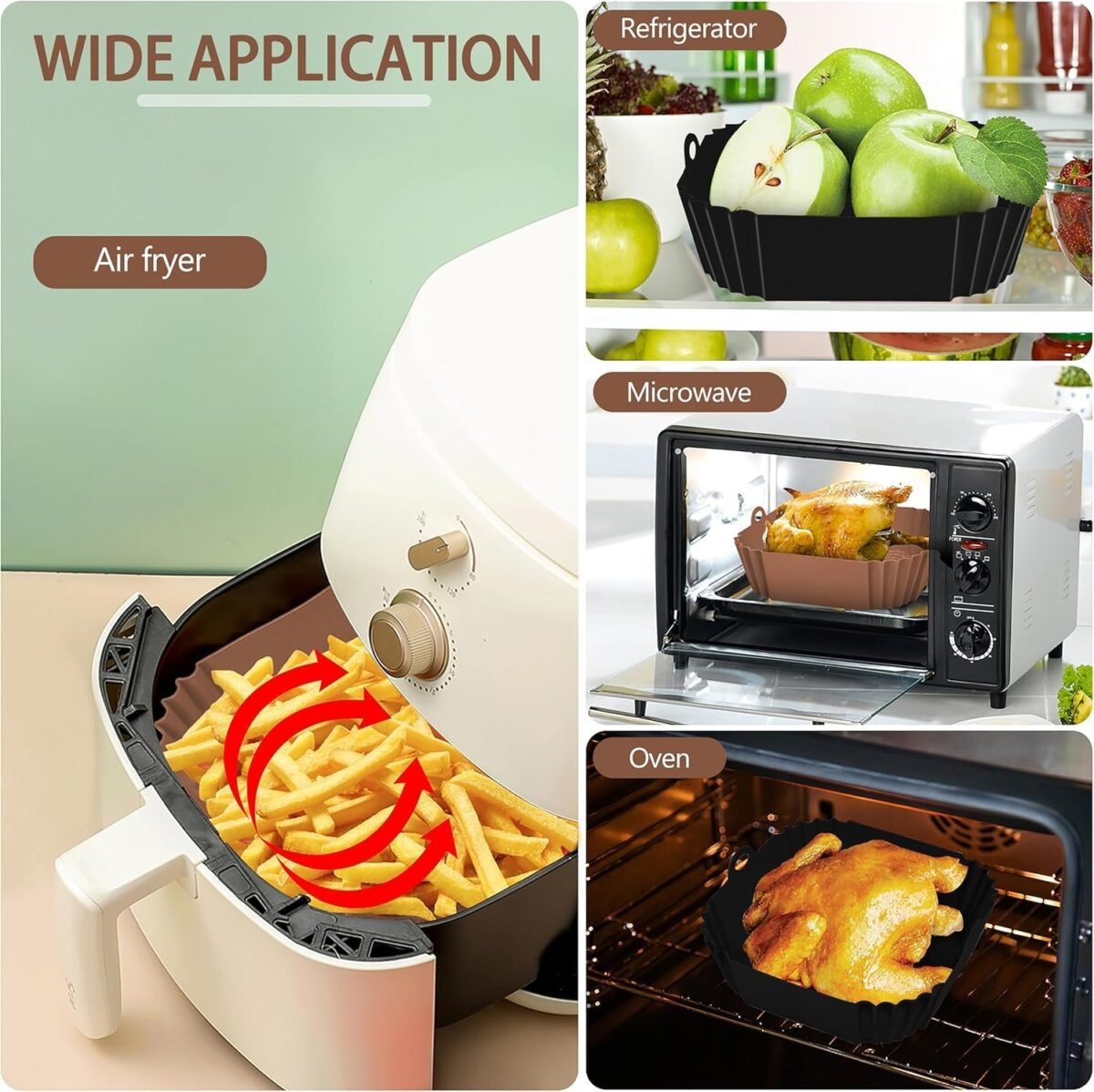 1739965659 2 PCS Square Silicone Air Fryer Liners 8 Inch Reusabl