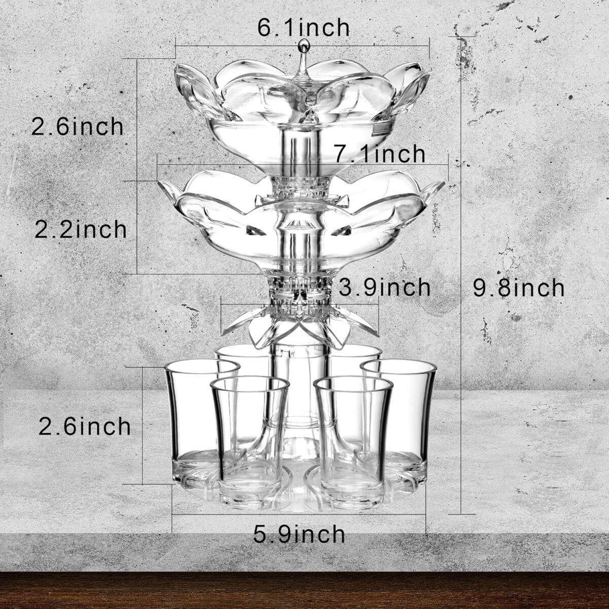 1740744112 2025 Double Layer Lotus 6 Shot Glass Dispenser and Hold