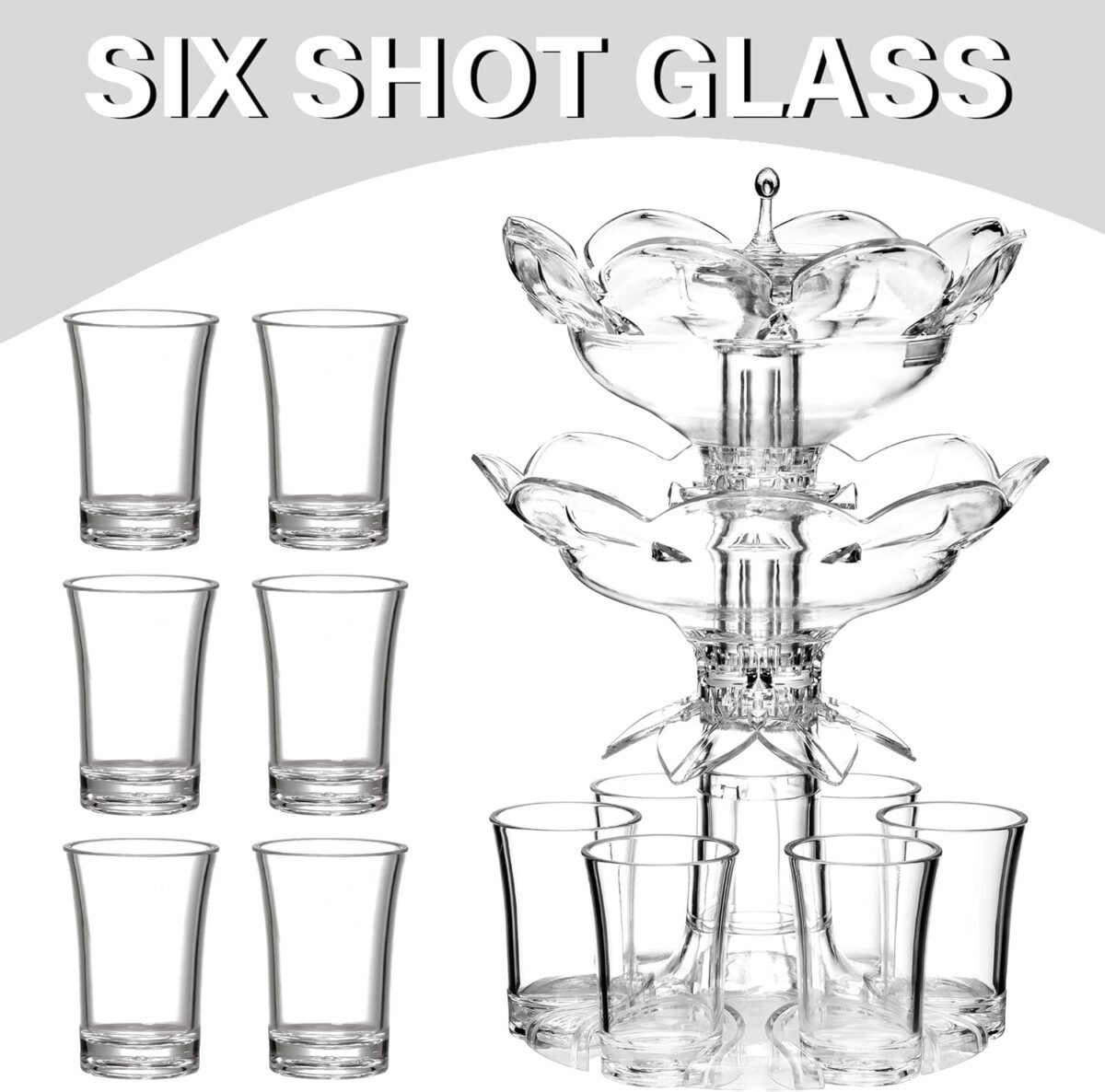 1740744119 2025 Double Layer Lotus 6 Shot Glass Dispenser and Hold