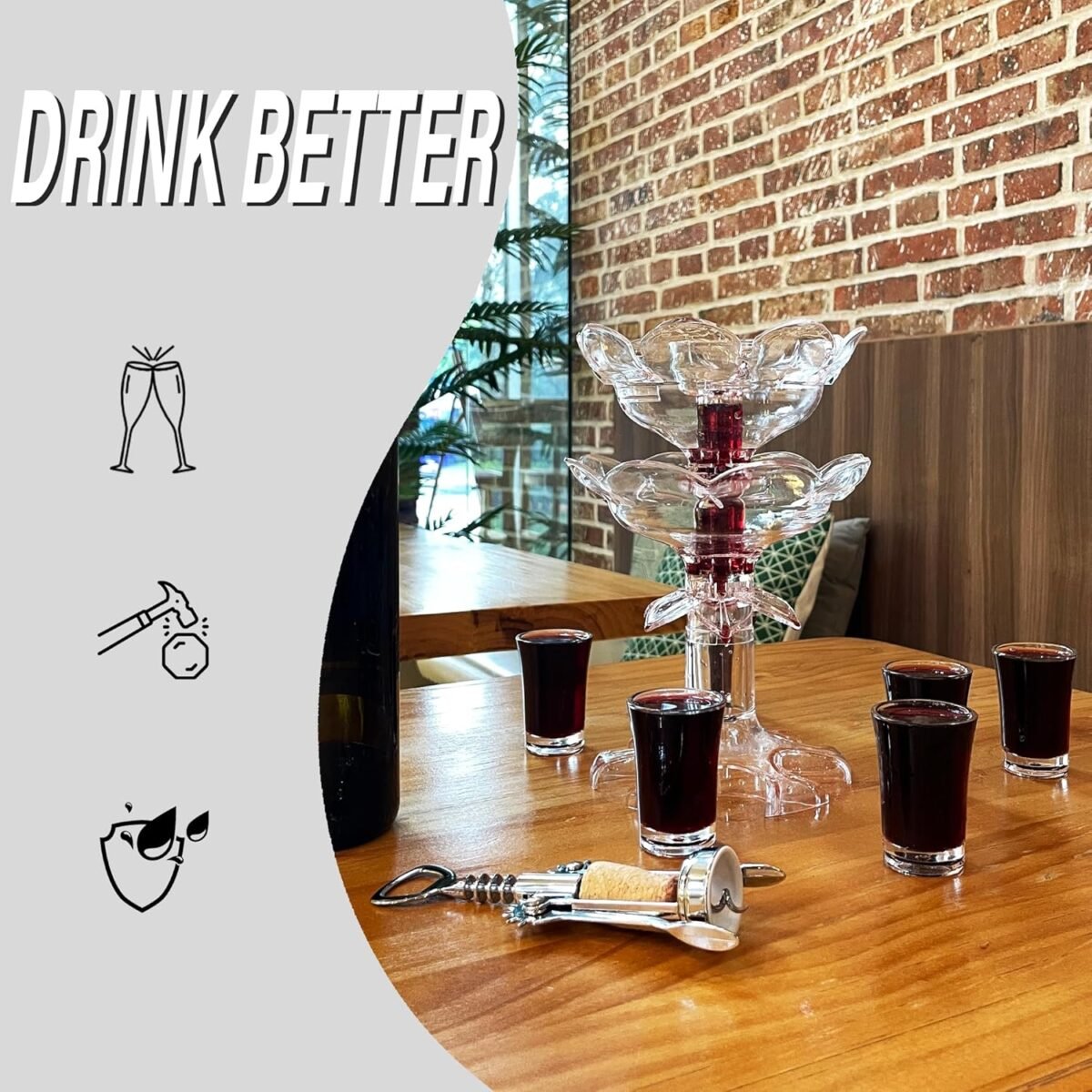 1740744127 2025 Double Layer Lotus 6 Shot Glass Dispenser and Hold
