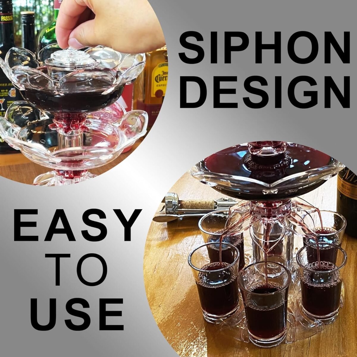 1740744134 2025 Double Layer Lotus 6 Shot Glass Dispenser and Hold