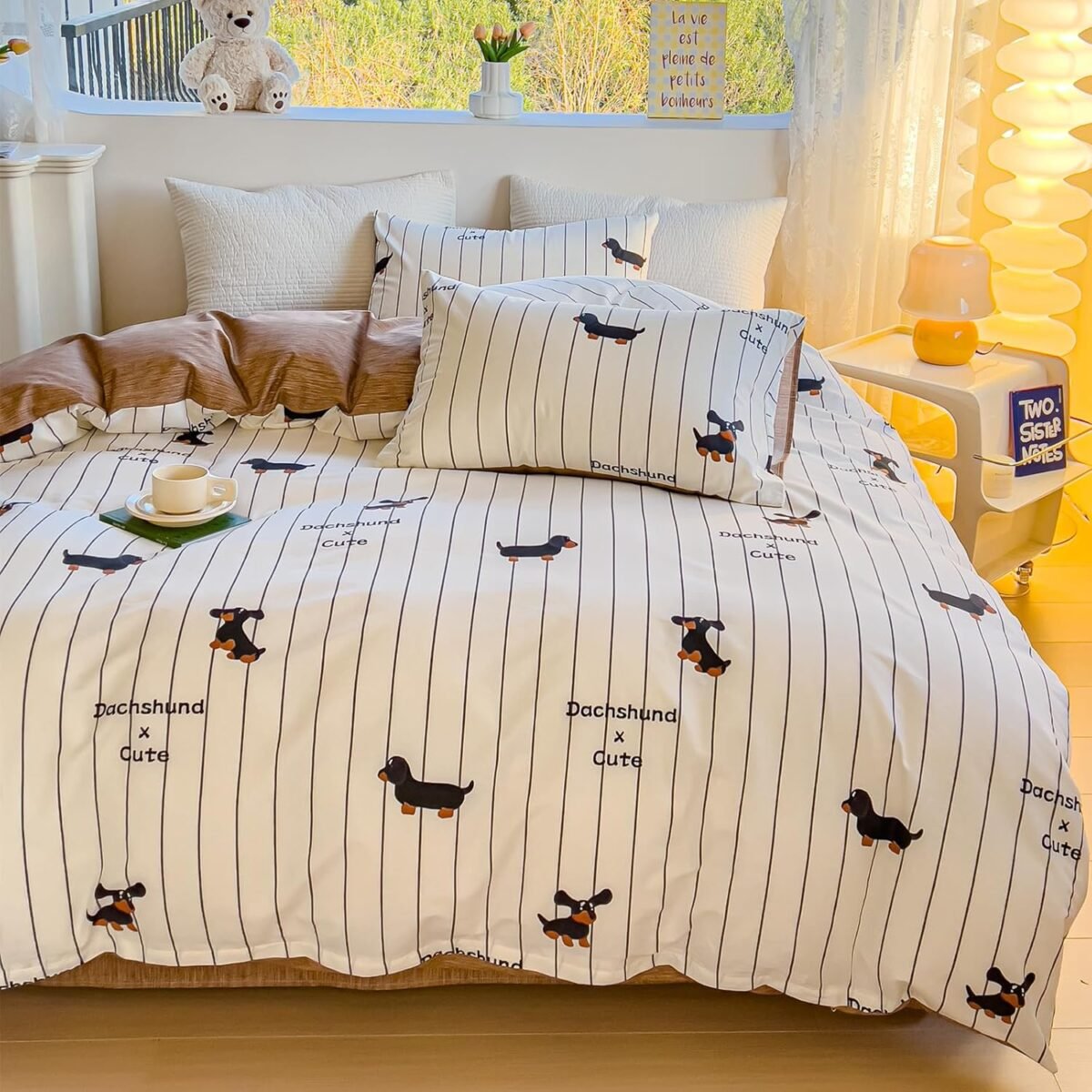 LIWHENHAO Dachshund Duvet Cover Set Twin 100 Cotton Be