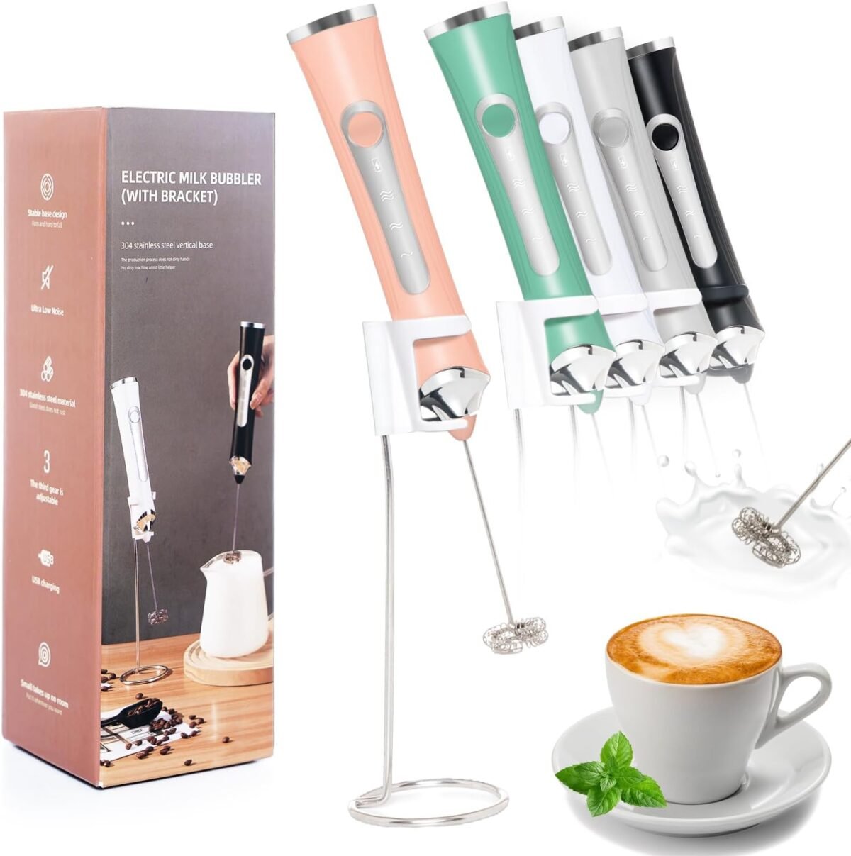 Rechargeable Milk Frother Handheld For Coffee3 Speeds
