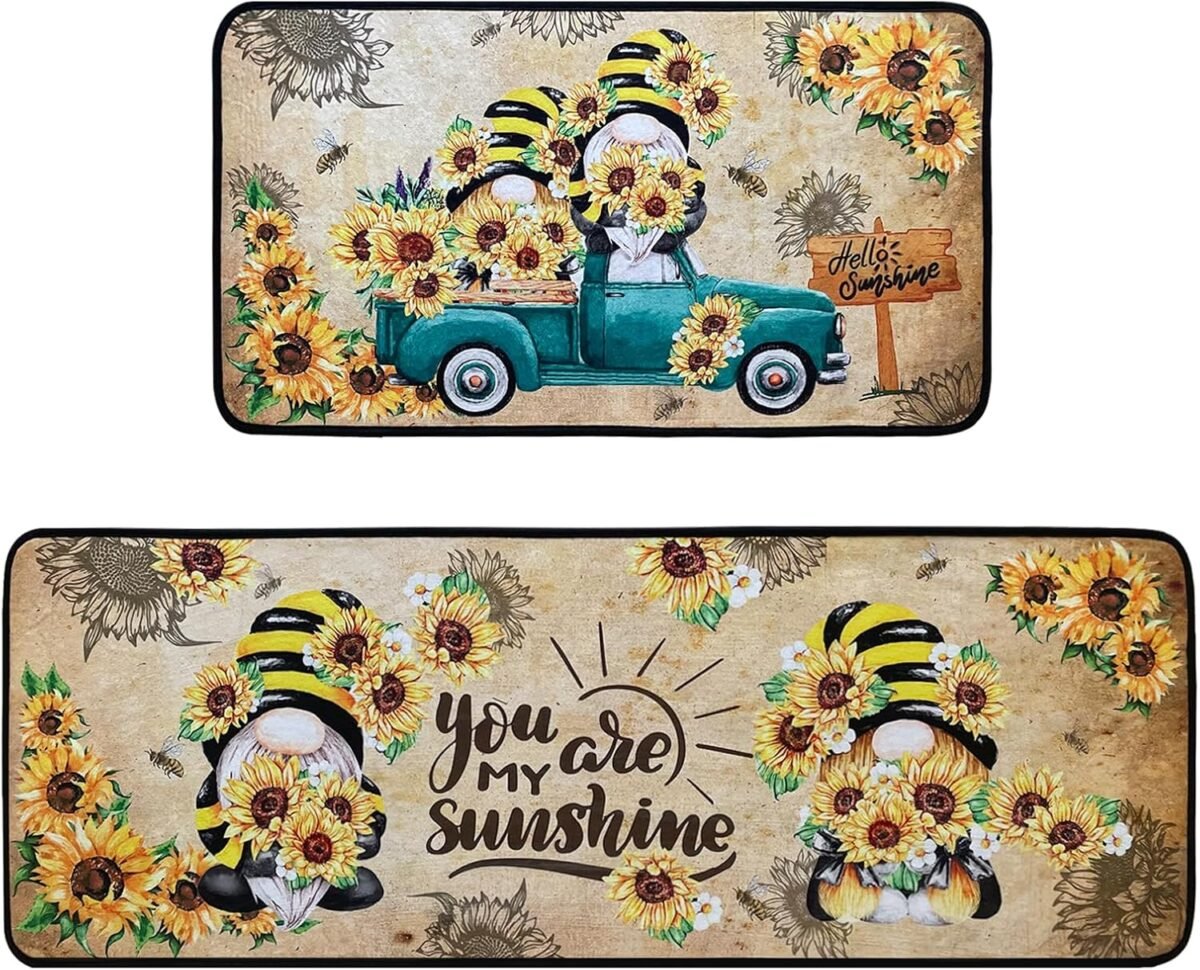 Sunflower Kitchen RugsNon Skid Washable Microfiber mat