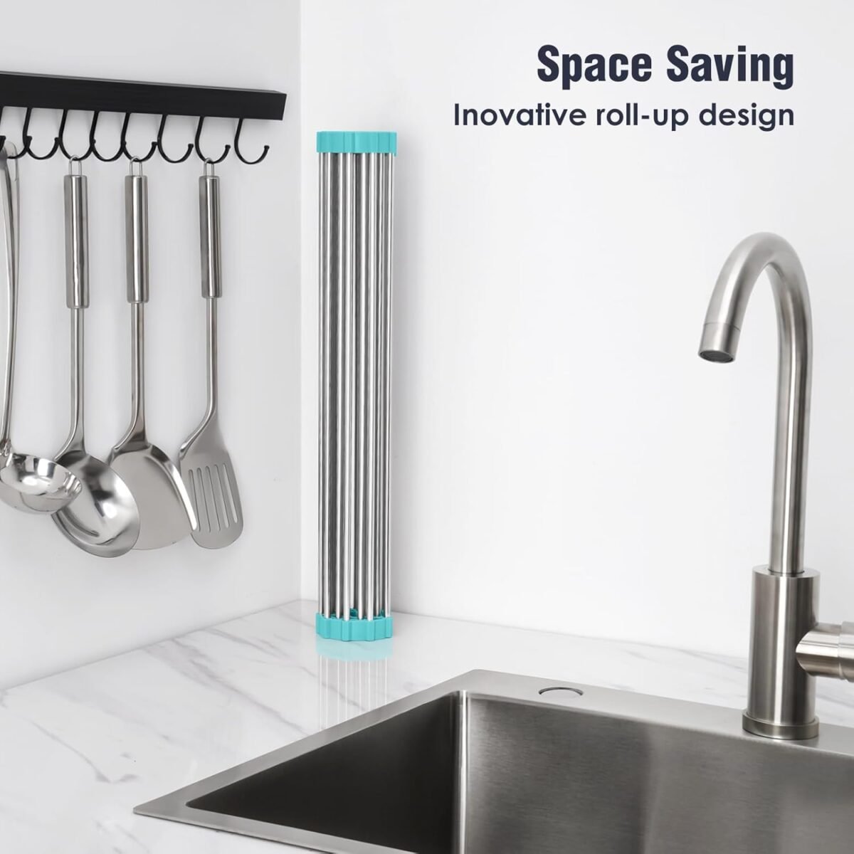 1741003655 Tomorotec 21 x 15.5 Roll Up Dish Drying Rack Over Sin