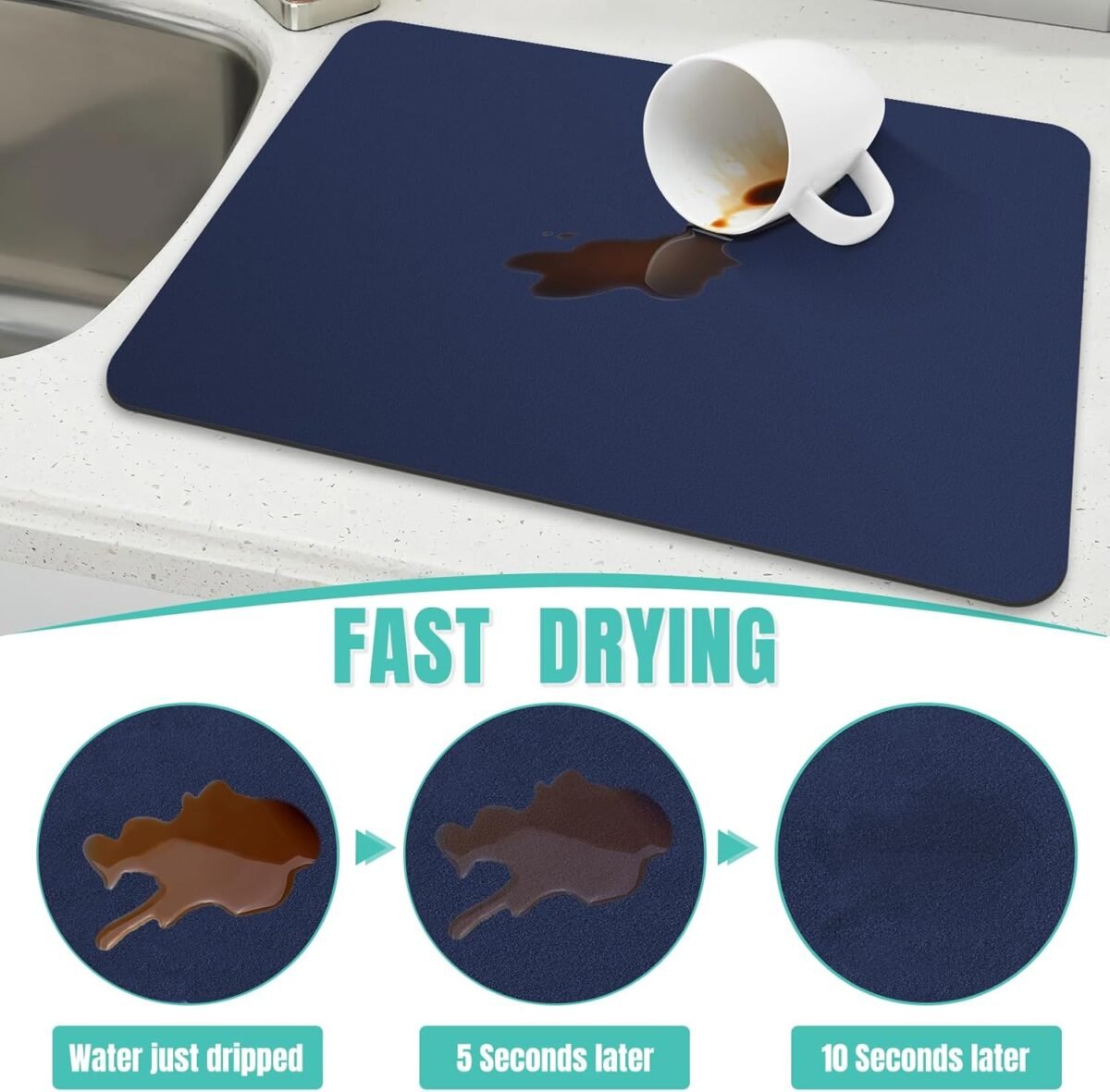 1742561298 WISELIFE Coffee Mat Super Absorbent Dish Drying Mat Cof