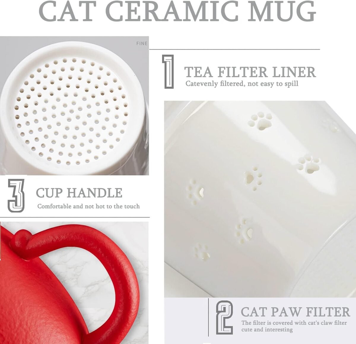 1742993703 Liywall Ceramic Tea Mug with Infuser and Lid Cat Des