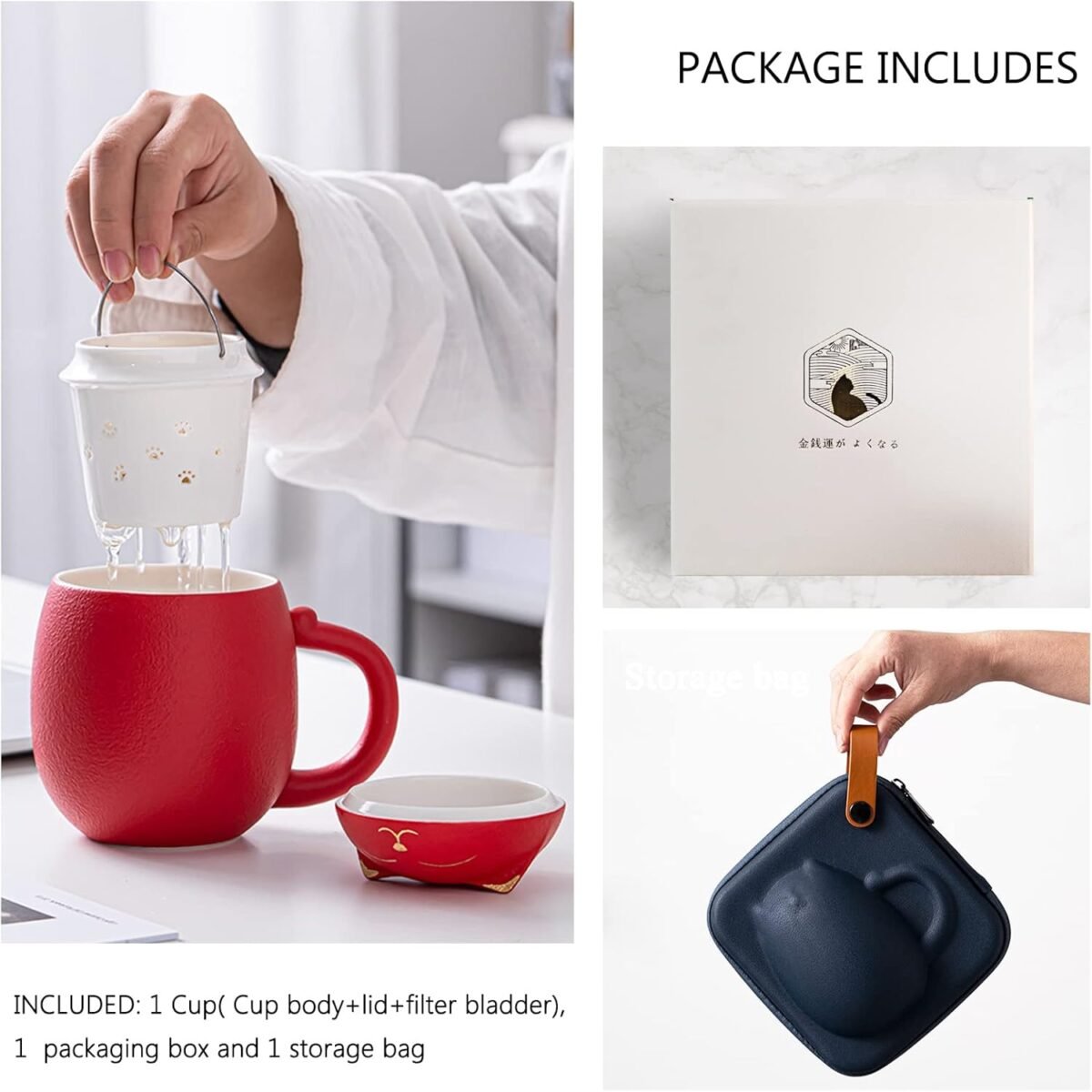 1742993707 Liywall Ceramic Tea Mug with Infuser and Lid Cat Des