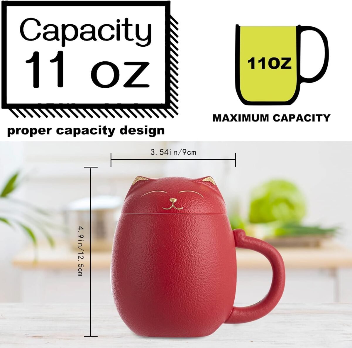 1742993711 Liywall Ceramic Tea Mug with Infuser and Lid Cat Des