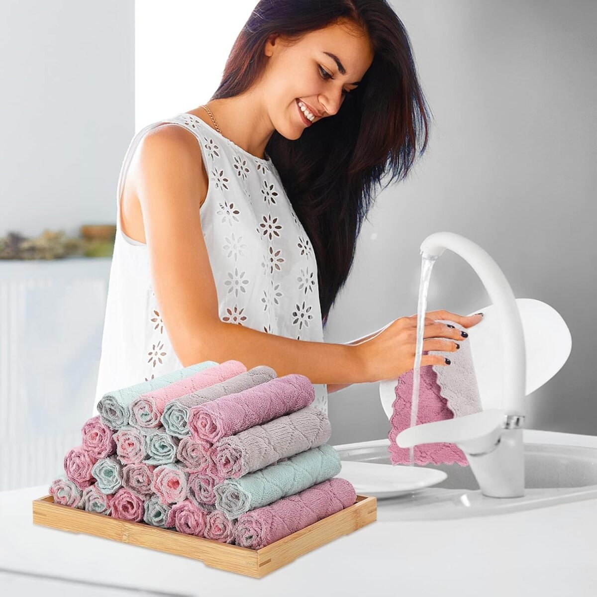 1743080181 22 Pack Kitchen Dish Cloths Reusable Dish Towels Nons