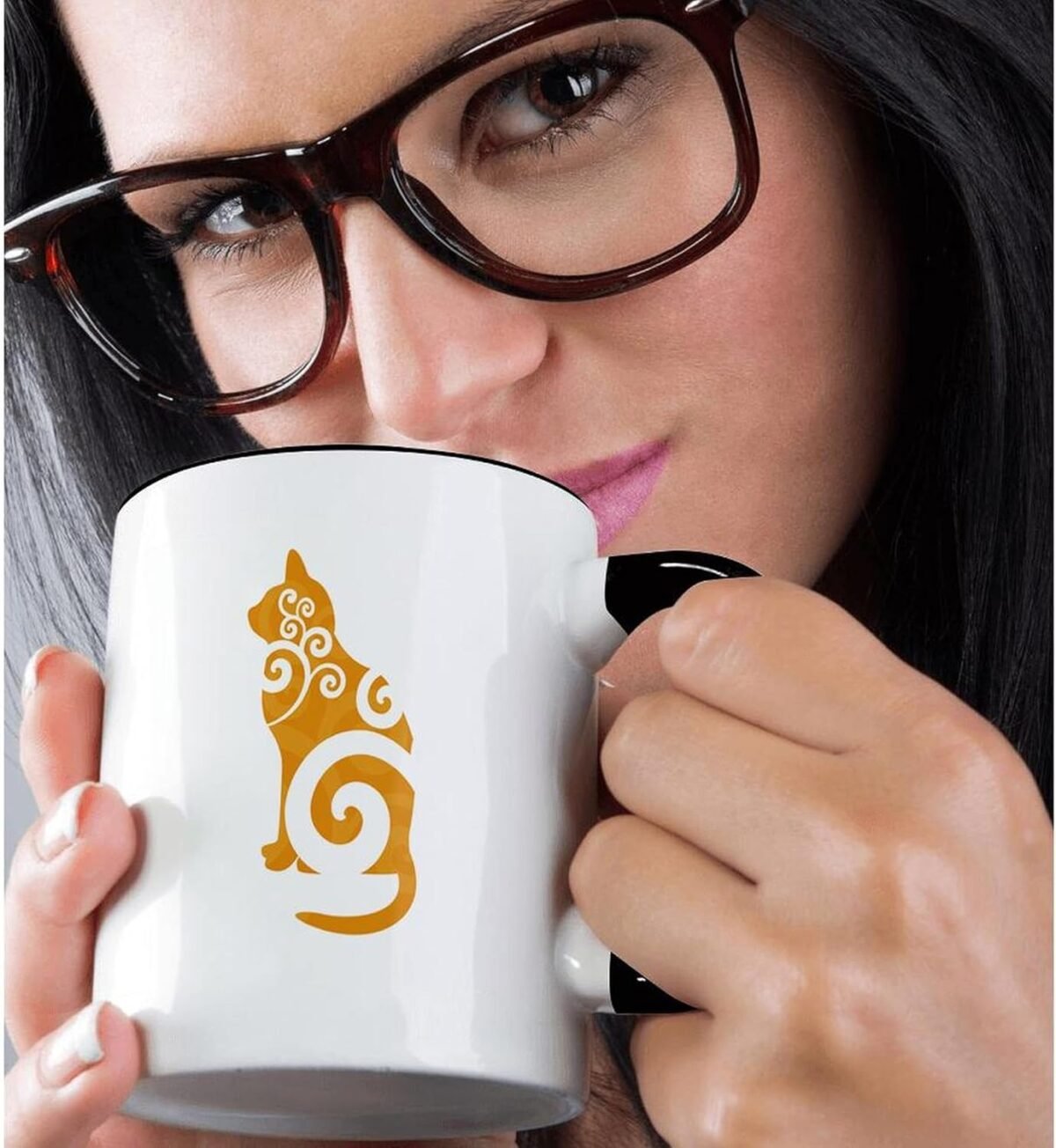 1743339612 3dRose Coffee Mug Size 15oz Swirly Cat Silhouette