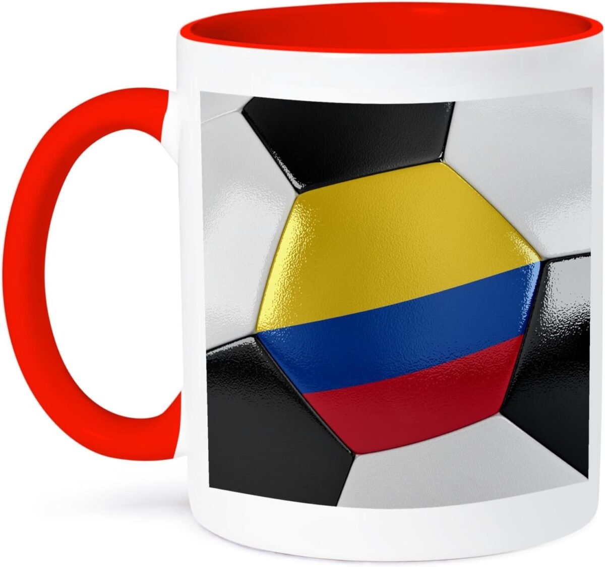 3dRose 11oz Coffee Mug Two Tone Red Colombia Soccer Ba