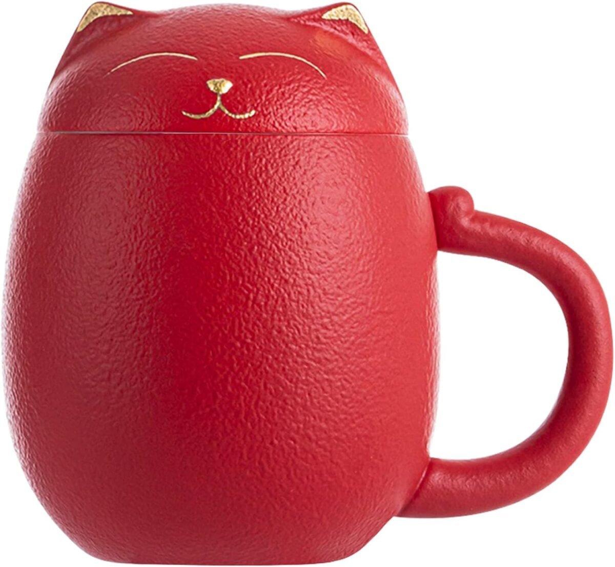 Liywall Ceramic Tea Mug with Infuser and Lid Cat Des