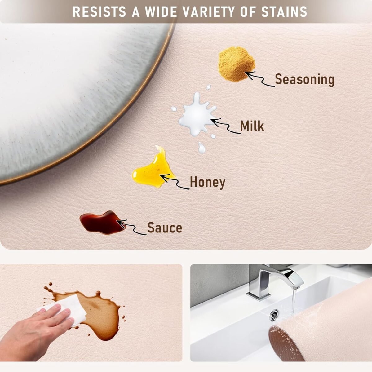 1743599203 Univo Colors Washed Cowhide Pattern PU Leather Placemat