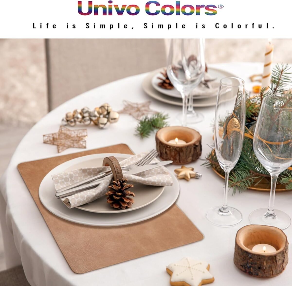 1743599217 Univo Colors Washed Cowhide Pattern PU Leather Placemat